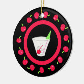 Altmodische Retro Drink Art Roter Name Personalisi Keramikornament (Links)