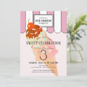 Altmodische Rosa Eiscreme zum Geburtstag Einladung (Stehend Vorderseite)
