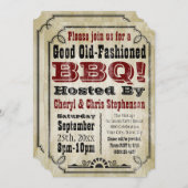 Altmodische Rustikale GRILLEN Barbeque Party Einladung (Vorne/Hinten)