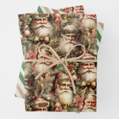 Altmodische Santa's mit Kränzen Geschenkpapier Set (Beispiel)