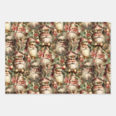 Altmodische Santa's mit Kränzen Geschenkpapier Set (Vorderseite)