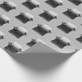 altmodische Schreibmaschine auf grau Geschenkpapier (Ecke)