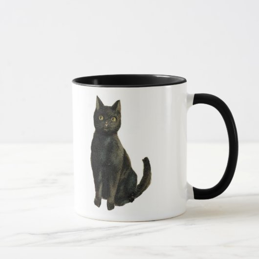 Altmodische schwarze Katze Halloweens Tasse (Rechts)