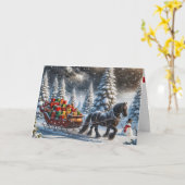 Altmodische Sleigh Gefüllte Weihnachtspenden Karte (Gelbe Blume)