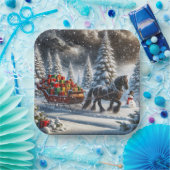 Altmodische Sleigh Gefüllte Weihnachtspenden Pappteller (Party)