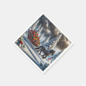 Altmodische Sleigh Gefüllte Weihnachtspenden Serviette (Ecke)