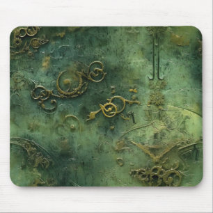 Altmodische Steampunk-Zahnräder Smaragd Mousepad