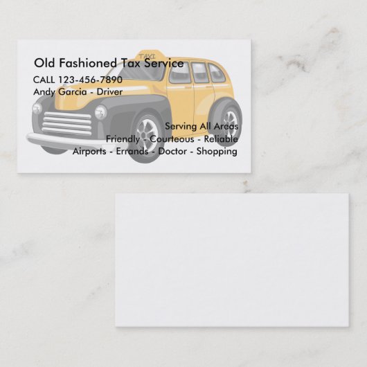 Altmodische Taxi-Visitenkarten Visitenkarte (Vorne/Hinten)