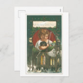 Altmodische Weihnachten, Kirche Feiertagspostkarte (Vorne/Hinten)