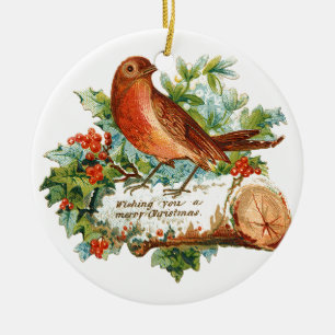 Altmodische Weihnachten, Robin Keramikornament