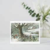 Altmodische Weihnachten, Schneelandschaft Feiertagspostkarte (Stehend Vorderseite)