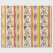 Altmodische Weihnachtscreme-Streifen Citrus Farbe Geschenkpapier (Flach)