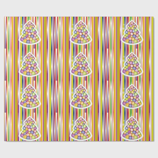 Altmodische Weihnachtscreme-Streifen Citrus Farbe Geschenkpapier (Flach)