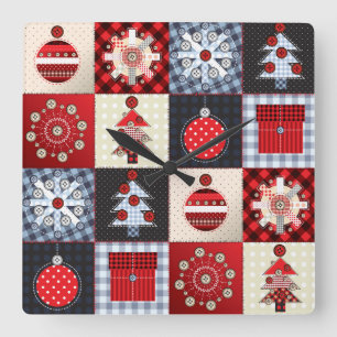 Altmodische Weihnachtsdecke Quadratische Wanduhr