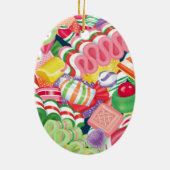Altmodische Weihnachtssüßigkeit Keramikornament (Hinten)