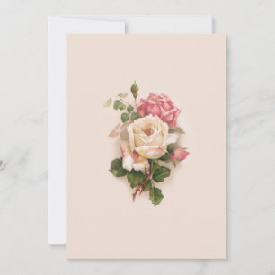 Altmodische weiße/rosa Rosen-Buff Hintergrund Mitteilungskarte