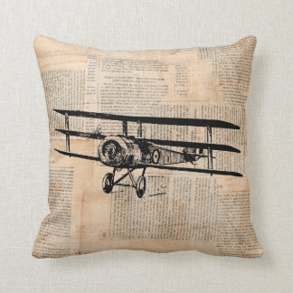 Altmodische Zeitung des Vintagen Flugzeug Kissen
