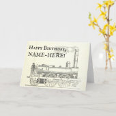 Altmodische Zuglokomotive Geburtstagskarte Karte (Gelbe Blume)