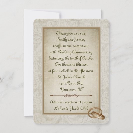 Altmodischer Blumenrahmen Einladung (Rückseite)