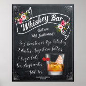 altmodischer Cocktail Whiskey Bar Hochzeit Poster (Vorne)