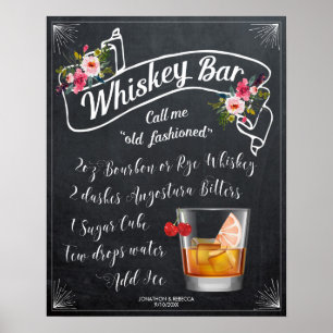 altmodischer Cocktail Whiskey Bar Hochzeit Poster