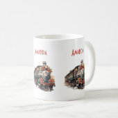 Altmodischer Dampfzug Retro Weihnachten Kaffeetasse (VorderseiteRechts)