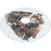 Altmodischer Dampfzug Retro Weihnachten Polyester Weihnachtsbaumdecke (Schrägansicht)