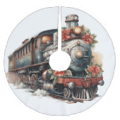 Altmodischer Dampfzug Retro Weihnachten Polyester Weihnachtsbaumdecke (Vorderseite)