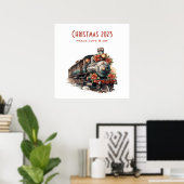 Altmodischer Dampfzug Retro Weihnachten Poster (Heimbüro)