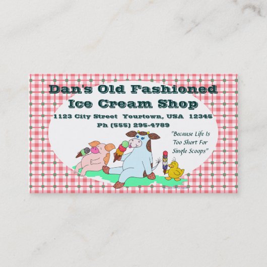 Altmodischer Eiskremshop Visitenkarte (Vorderseite)