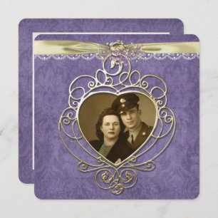 Altmodischer Goldener Herzrahmen Einladung