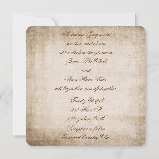 altmodischer Hochzeitsbrot Einladung (Rückseite)