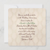 Altmodischer Jubiläum mit Rose auf Damast Einladung (Rückseite)