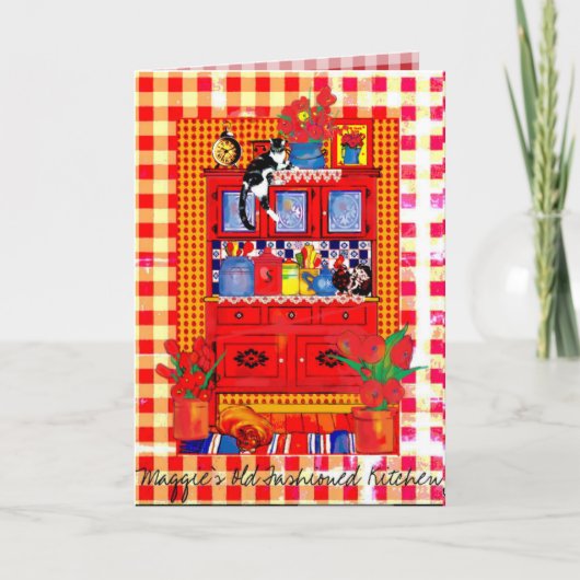 Altmodischer Küchen-Schrank mit Karte (Vorderseite)