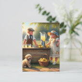 Altmodischer Limonade-Stand Postkarte (Stehend Vorderseite)