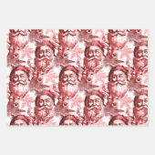 Altmodischer Lithograph Santa and Rentier Geschenkpapier Set (Vorderseite 2)