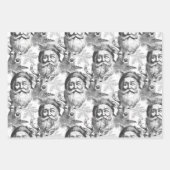 Altmodischer Lithograph Santa and Rentier Geschenkpapier Set (Vorderseite)