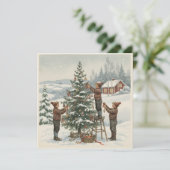 Altmodischer nordischer Weihnachtsbaum Feiertagskarte (Stehend Vorderseite)