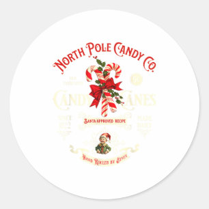 Altmodischer North Le Candy Cane Company Elf Chri Runder Aufkleber