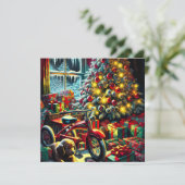 Altmodischer Nostalgischer Weihnachtsvormittag Feiertagskarte (Stehend Vorderseite)