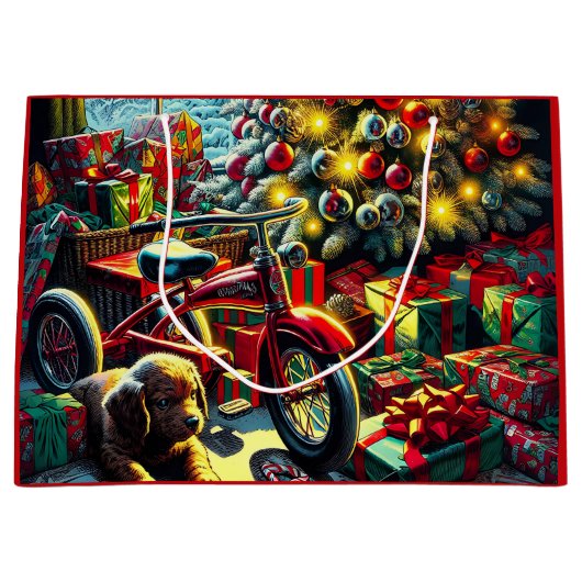 Altmodischer Nostalgischer Weihnachtsvormittag Große Geschenktüte (Vorderseite)