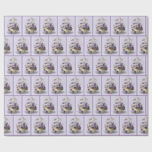 altmodischer Pansienkorb auf den Augenlidern Geschenkpapier (Flach)