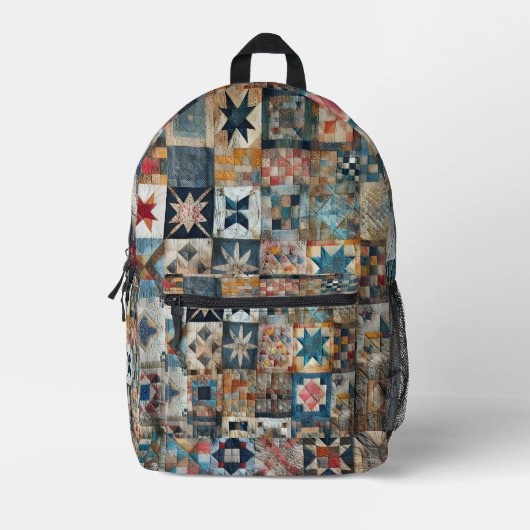 Altmodischer Patchwork-Quilt Bedruckter Rucksack (Vorderseite)