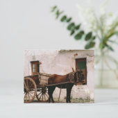Altmodischer Pferd-gezeichneter Wagen Postkarte (Stehend Vorderseite)