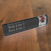 Altmodischer roter Dampf-Zug Namensplakette (Seite)