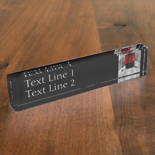 Altmodischer roter Dampf-Zug Namensplakette (Seite)