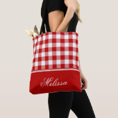 Altmodischer roter und weißer Gingham | Tasche (Von Nahem)