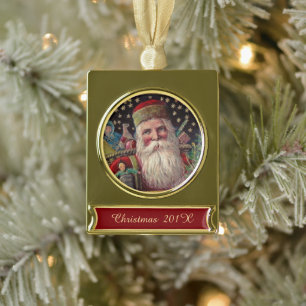 Altmodischer Sankt Nikolaus Banner-Ornament Gold