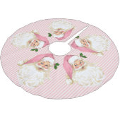 Altmodischer Santa Claus Rosa Streifen gebürstet Polyester Weihnachtsbaumdecke (Schrägansicht)