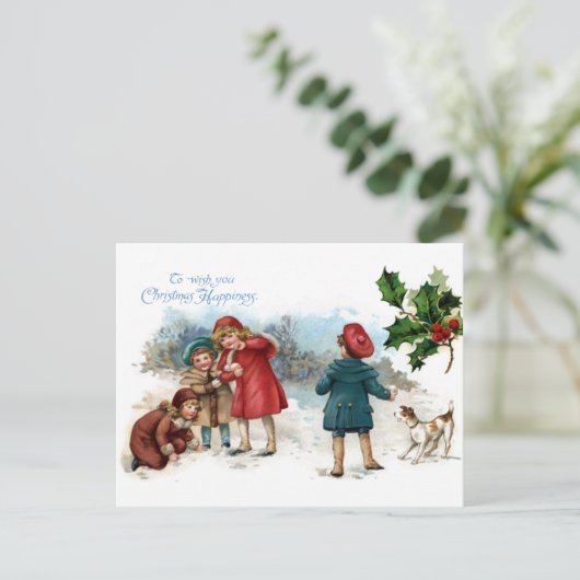 Altmodischer Schneeball-Kampf auf Weihnachten (Stehend Vorderseite)